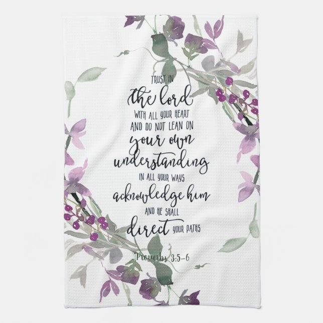 Trust in the Lord floral  Kitchen Towel (Vertical)