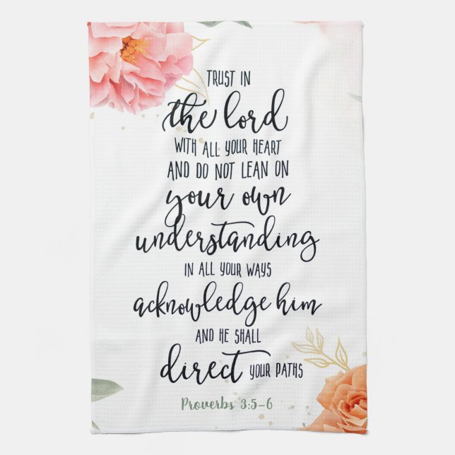 Trust in the Lord floral  Kitchen Towel (Vertical)