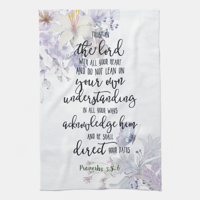 Trust in the Lord floral  Kitchen Towel (Vertical)