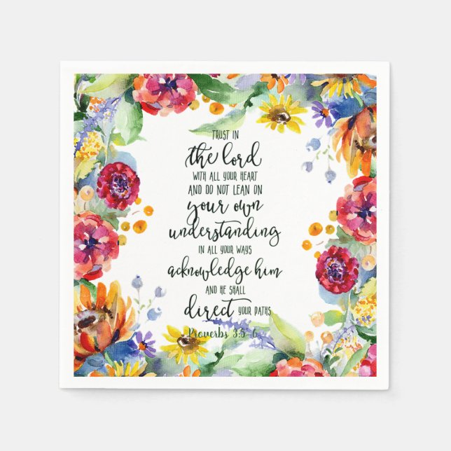 Trust in the Lord floral  Napkins (Front)