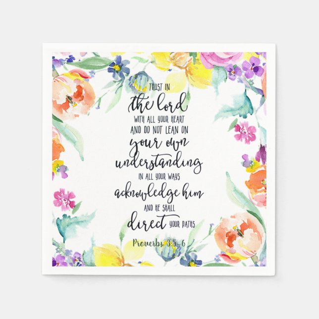 Trust in the Lord floral   Napkins (Front)