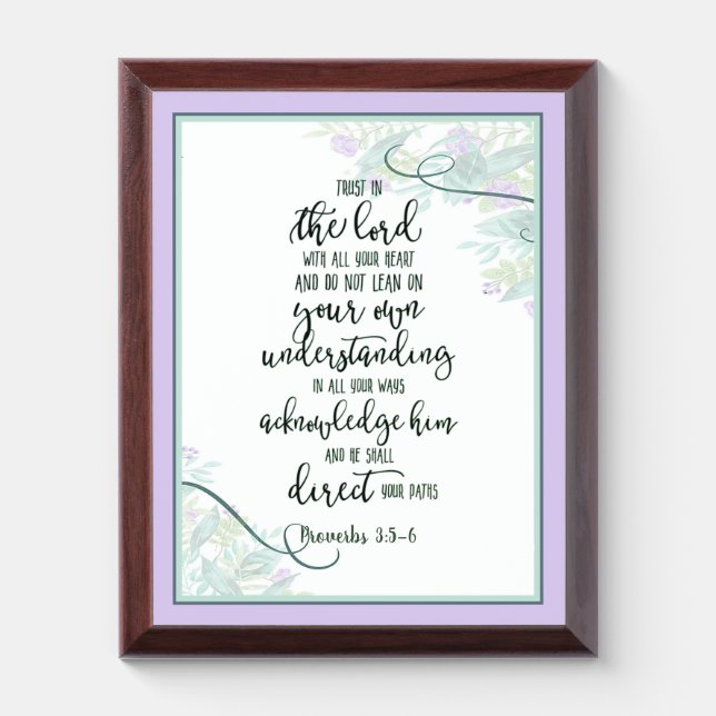 Trust in the Lord floral Plaque (Vertical)