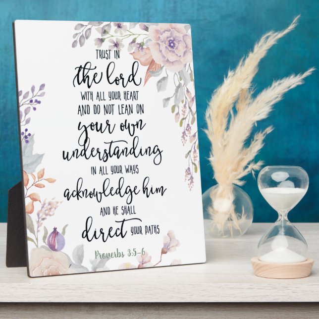 Trust in the Lord floral  Plaque (Side)