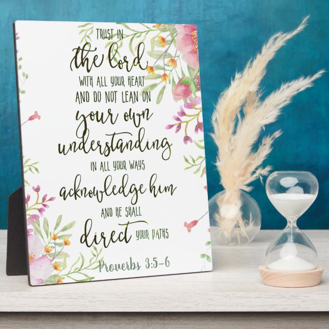 Trust in the Lord floral  Plaque (Side)