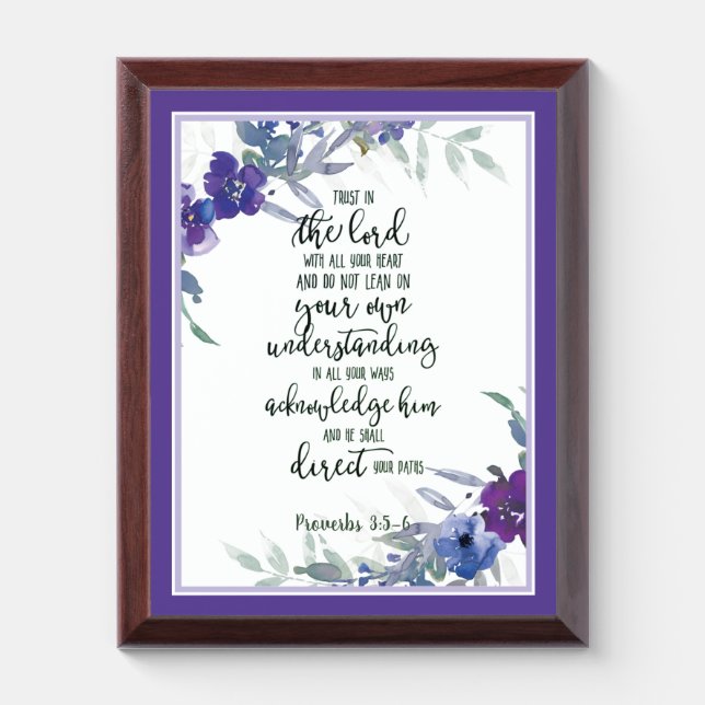 Trust in the Lord floral Plaque (Vertical)