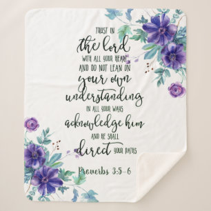 Trust in the Lord floral Sherpa Blanket