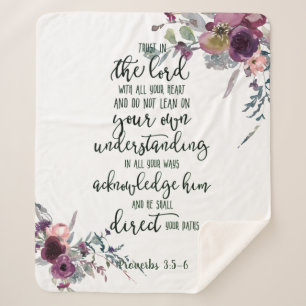 Trust in the Lord floral Sherpa Blanket