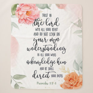 Trust in the Lord floral Sherpa Blanket