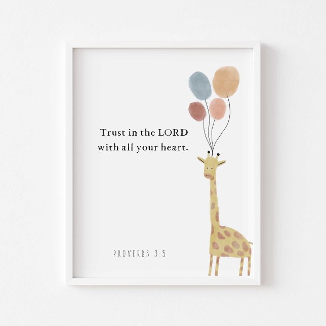 Trust in the lord giraffe with balloons poster (Creator Uploaded)