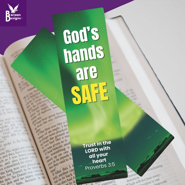 TRUST IN THE LORD God's Hands Are Safe Christian Bookmarks (TRUST IN THE LORD Christian bookmark based on Proverbs 3. Ideal book gift for Christians.)