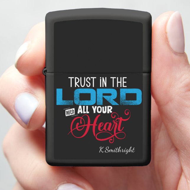 Trust In The Lord Heart Zippo Lighter (In Hand)