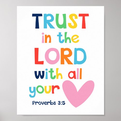 Trust In The Lord Kids Christian Bible Verse Poste Poster