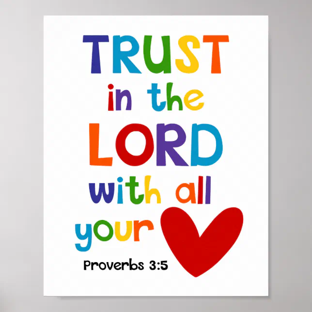 Trust In The Lord Kids Christian Bible Verse Poster | Zazzle