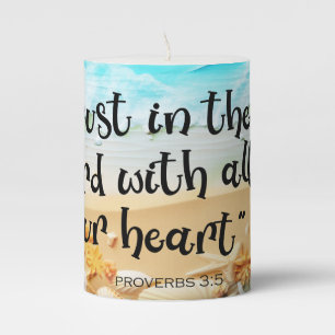 Trust In The Lord, Ocean Bible Verse Pillar Candle