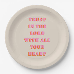 Trust In The Lord Proverbs 3:5-6 Bible Verse Quote Paper Plates