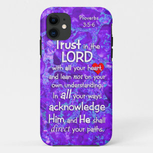 Trust in the Lord Proverbs 3:5-6 Christian Purple iPhone 11 Case
