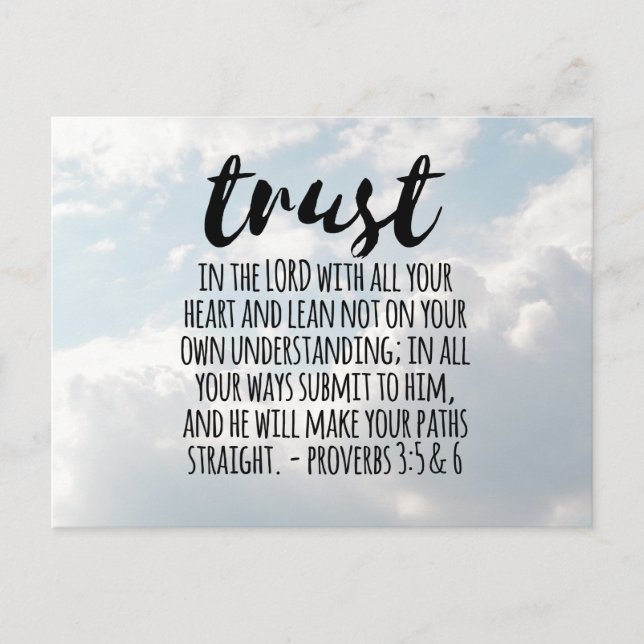 Trust in the Lord Proverbs 3:5-6 Postcard (Front)