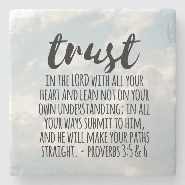 Trust in the Lord Proverbs 3:5-6 Stone Coaster (Front)
