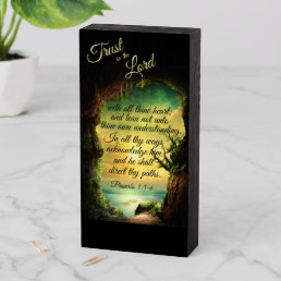 Trust in the Lord Proverbs 3:5-6 Tree Ocean Wooden Box Sign