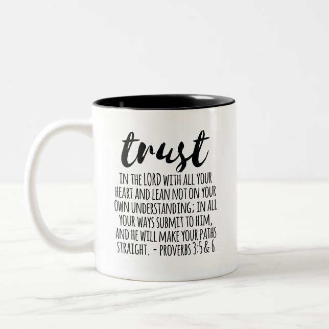 Trust in the Lord Proverbs 3:5-6 Two-Tone Coffee Mug (Left)