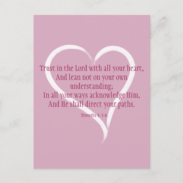 Trust in the Lord Proverbs Christian painted heart Holiday Postcard (Front)