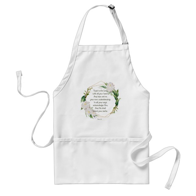 Trust in the Lord Scripture Flower Wreath Adult Apron (Front)