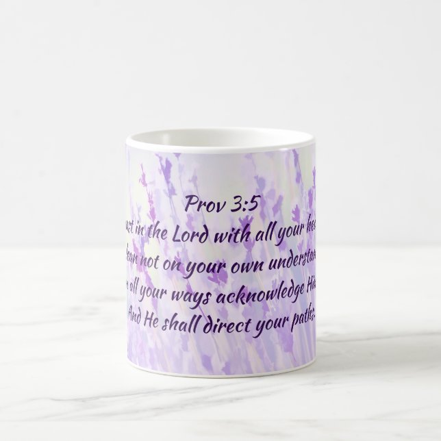 Trust in the Lord Scripture Lavender Flowers Coffee Mug (Center)