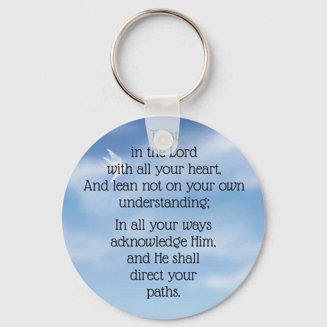 Trust in the Lord Scripture with White Dove Keychain (Front)