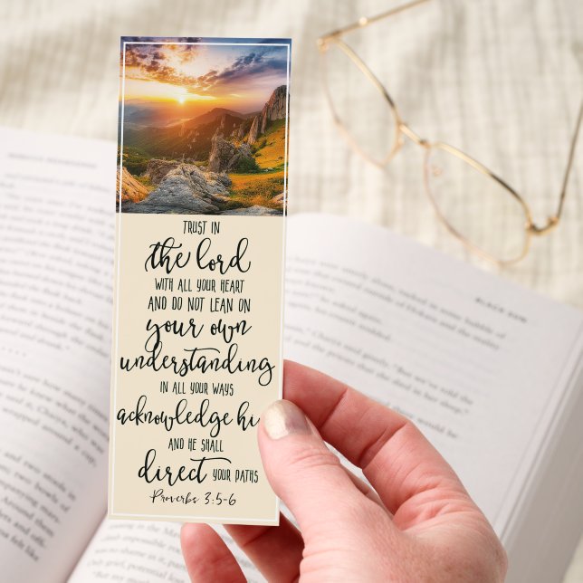Trust in the Lord sunset personalized Bookmarks (Hand)