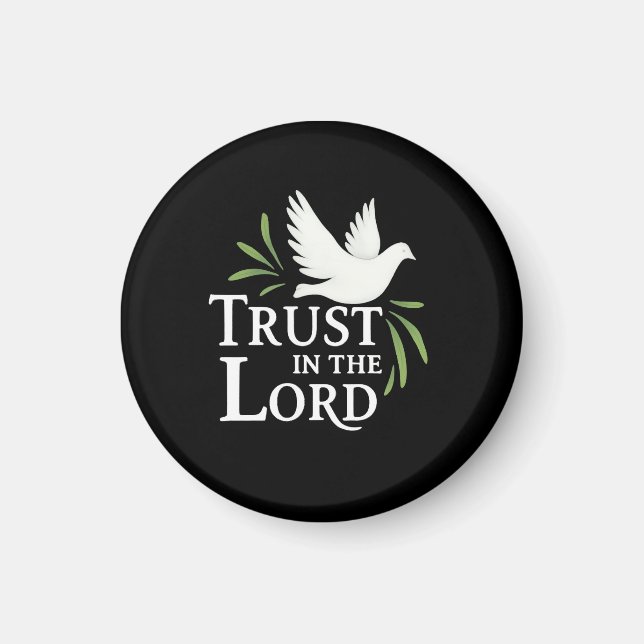 Trust in the Lord White Dove Christian Paper Plate Magnet (Front)