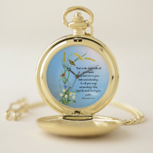 Trust in the Lord with all your heart Bible Verse Pocket Watch