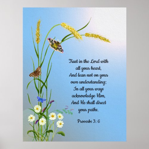 Trust in the Lord with all your heart Bible Verse  Poster