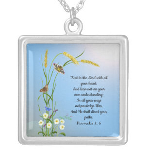 Trust in the Lord with all your heart Bible Verse Silver Plated Necklace