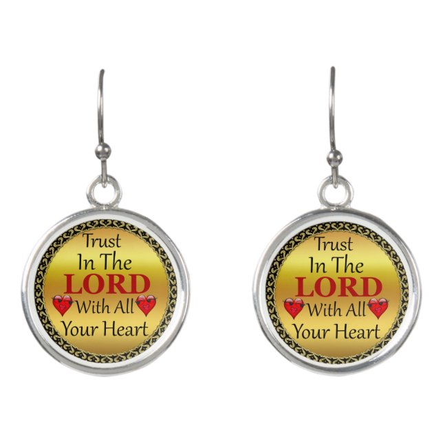 Trust in the Lord with all your Heart Proverbs 3.5 Earrings (Front)