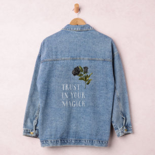 Trust In Your Magick Black Rose Denim Jacket