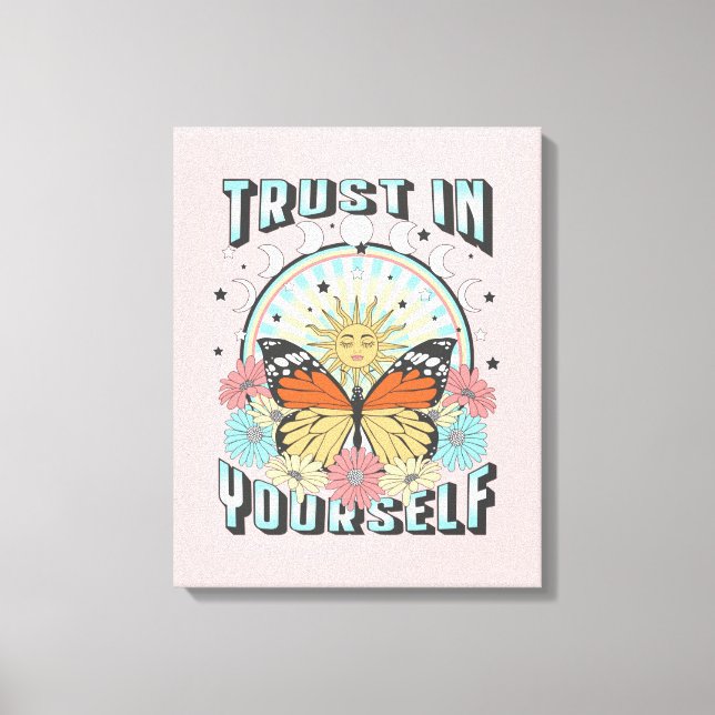 Trust in Yourself | Celestial Sun and Butterfly Canvas Print (Front)