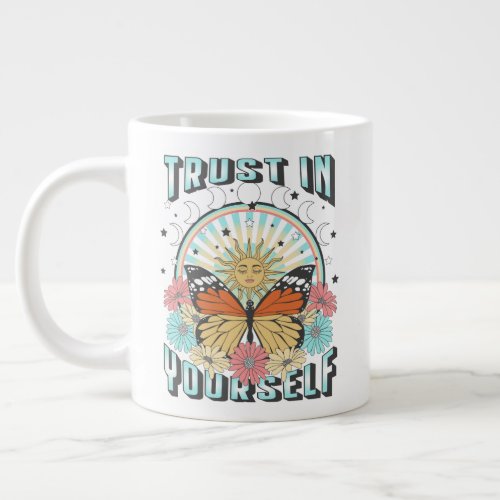 Trust in Yourself  Celestial Sun and Butterfly Giant Coffee Mug