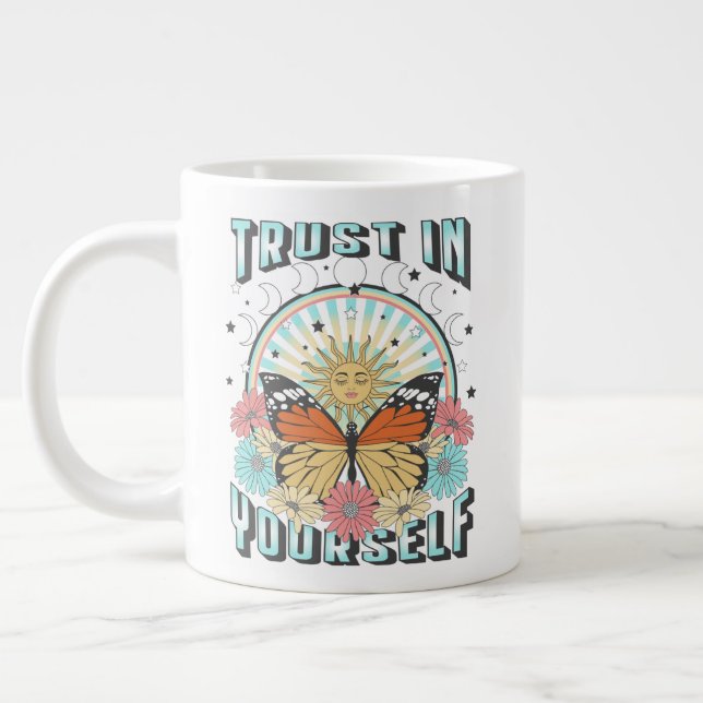 Trust in Yourself | Celestial Sun and Butterfly Giant Coffee Mug (Left)