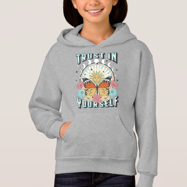 Trust in Yourself | Celestial Sun and Butterfly Hoodie (Front)