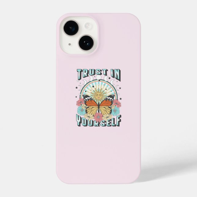 Trust in Yourself | Celestial Sun and Butterfly iPhone Case (Back)