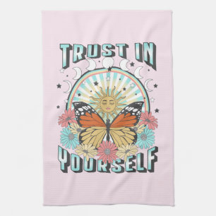 Trust in Yourself   Celestial Sun and Butterfly Kitchen Towel