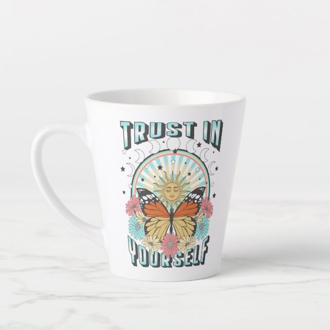 Trust in Yourself | Celestial Sun and Butterfly Latte Mug (Left)