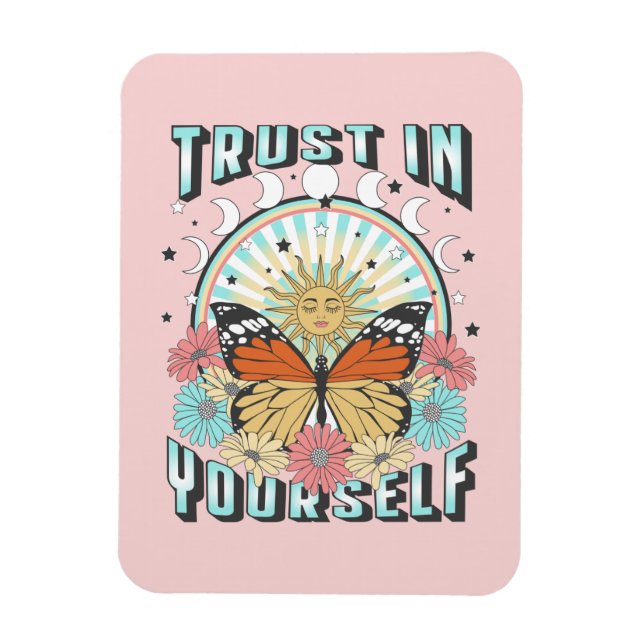 Trust in Yourself | Celestial Sun and Butterfly Magnet (Vertical)