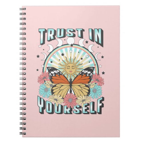 Trust in Yourself  Celestial Sun and Butterfly Notebook