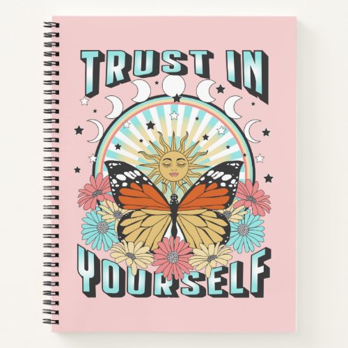 Trust in Yourself  Celestial Sun and Butterfly Notebook