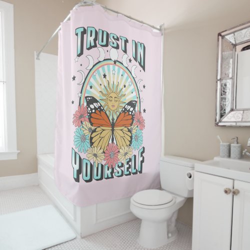 Trust in Yourself  Celestial Sun and Butterfly Shower Curtain