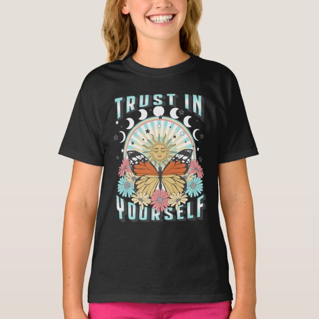 Trust in Yourself | Celestial Sun and Butterfly T-Shirt (Front)