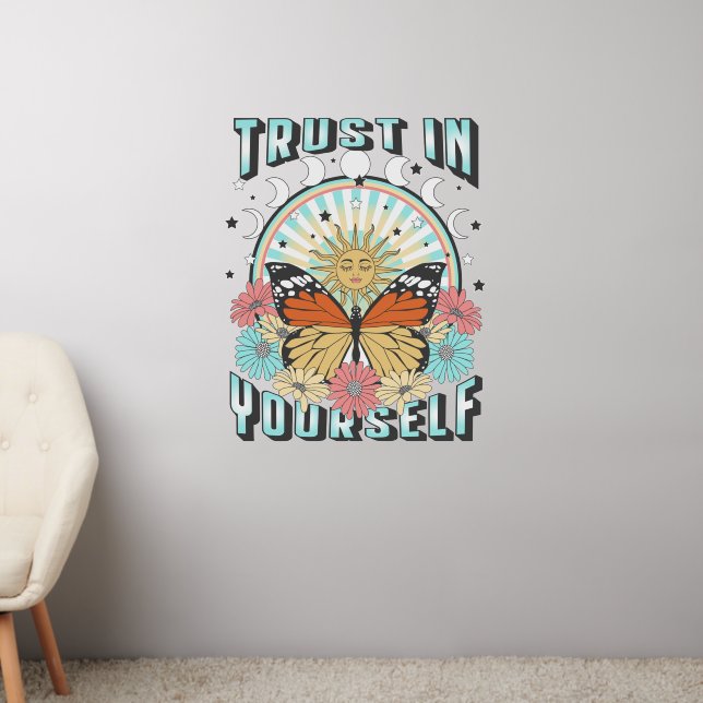 Trust in Yourself | Celestial Sun and Butterfly Wall Decal (Living Room 2)