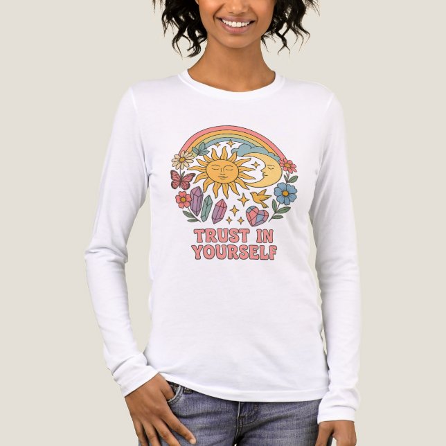 Trust in Yourself – Retro Psychedelic Sun & Moon  Tri-Blend Shirt (Front)