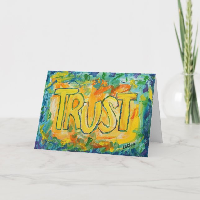 Trust Inspirational Word Art Greeting Cards (Front)